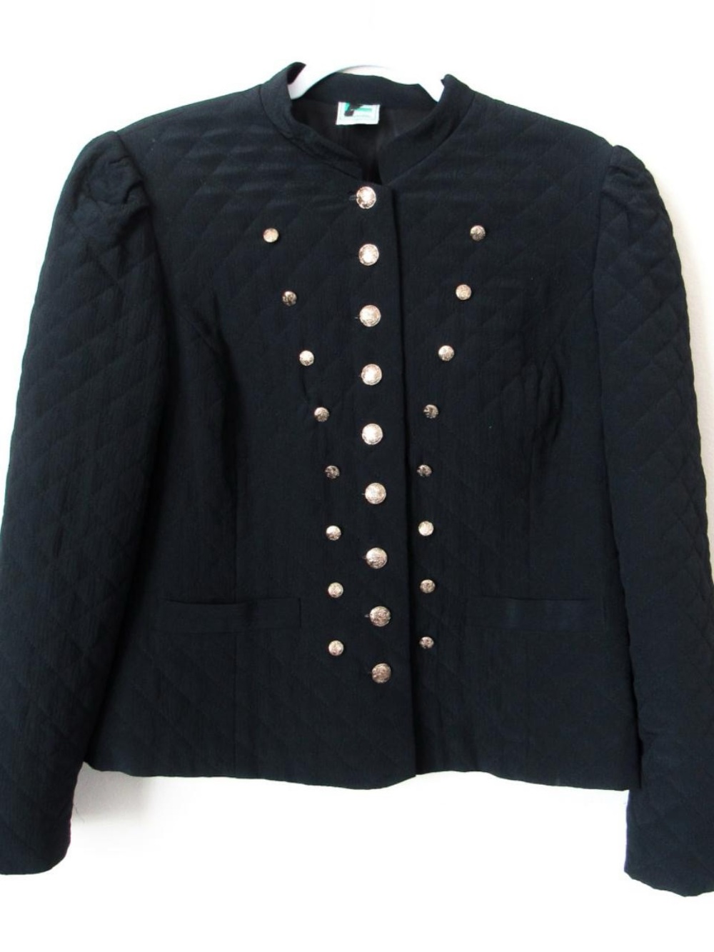 RARE! VINTAGE Chic Quilted Military Coat Jacket in Black Size-M